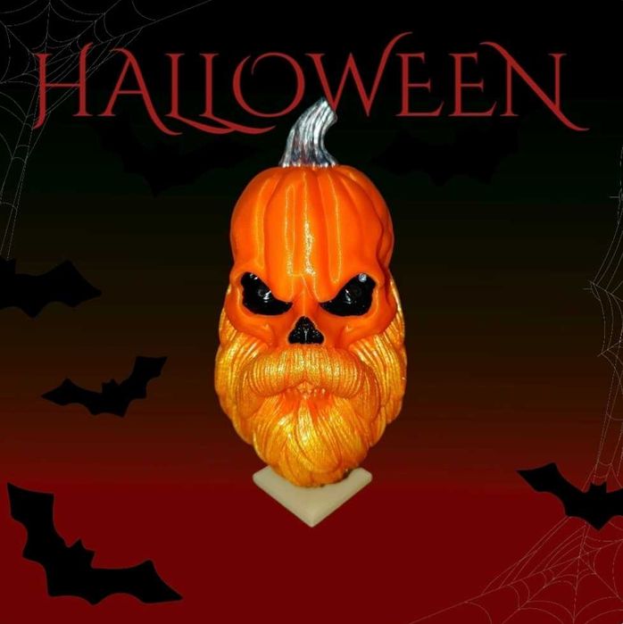 Halloween декорация / Хелоуин Тиквен череп с брада / комплект 2 бр.