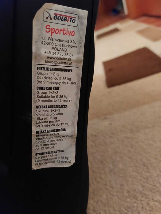 Scaun masina Coletto Sportivo (9-36 kg)