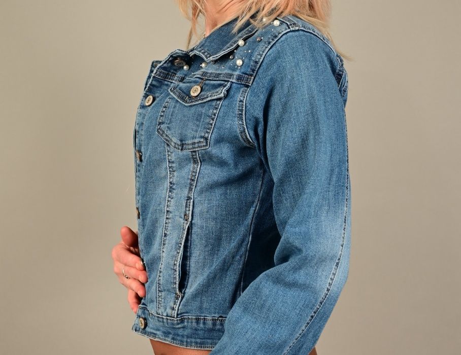 Дънково яке с перли