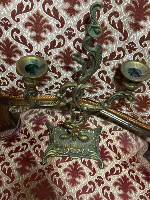 старинен бронзов свещник двойка