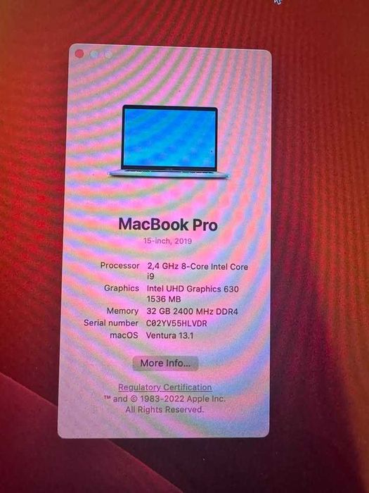 Macbook Pro 16 2019 i9 32gb ram 8gb video