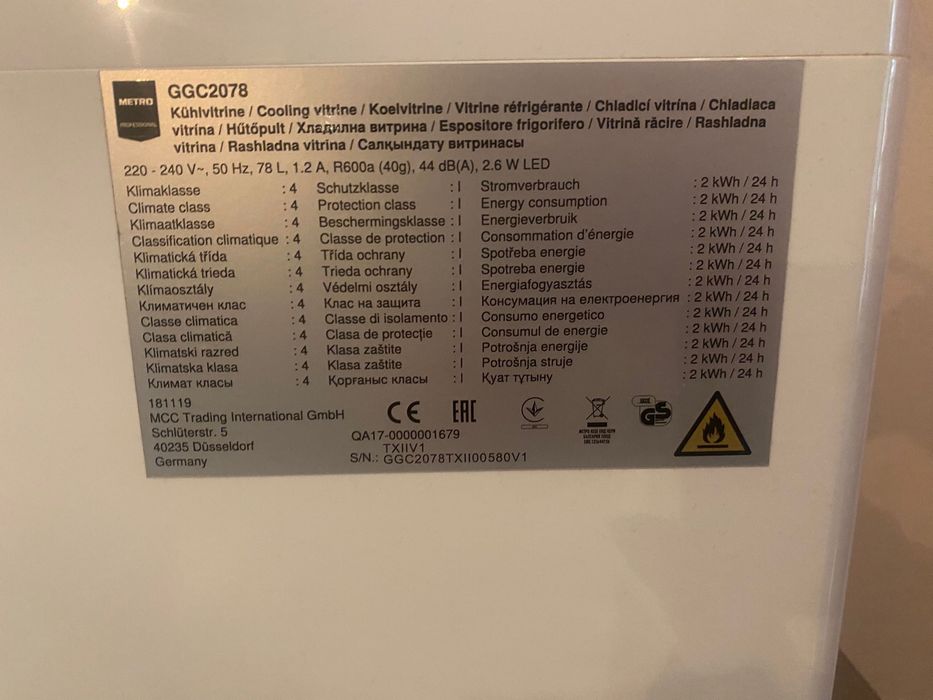 Vitrina frigorifica 78 L