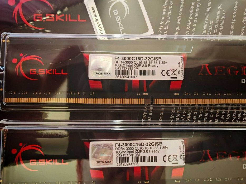 НОВА !  Рам памет G.SKILL Aegis 32GB (2x16GB) DDR4 3000MHz DDR4