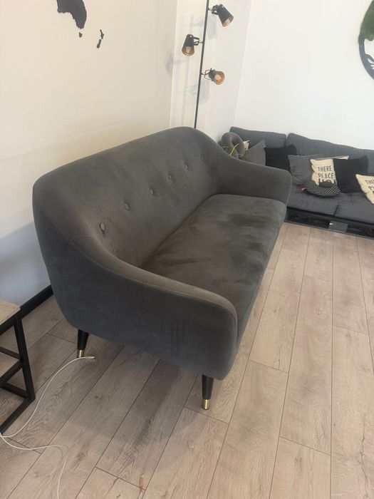 Употребявани диван и кресло EGEDAL от Jysk. Сиво кадифе