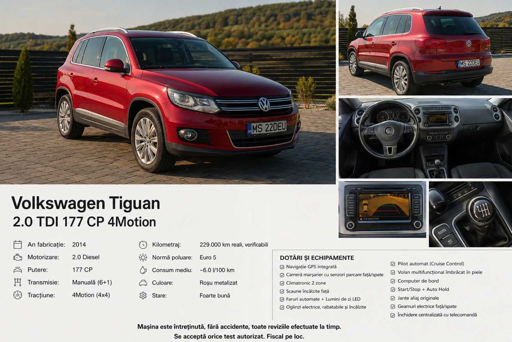 Volkswagen Tiguan 2.0 TDI 177 CP 4Motion • 2014 • 229.000 km REALI