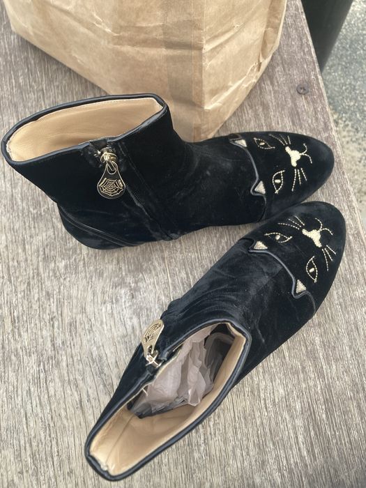 Бархатные ботильоны charlotte olympia