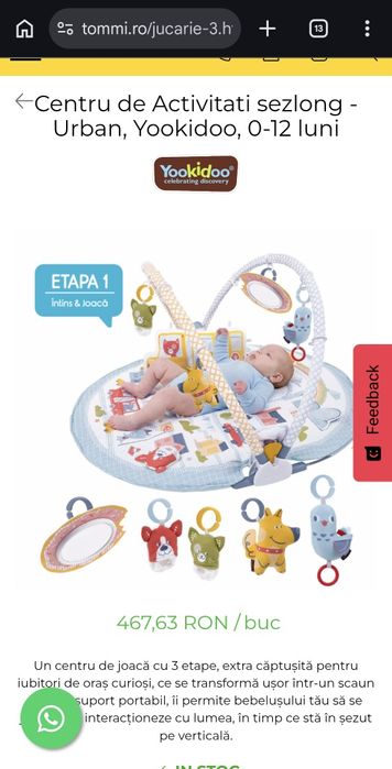 Centru de activitati /saltea,  șezlong bebe Yokidoo