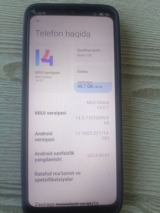 Redmi 10c ideal holatda