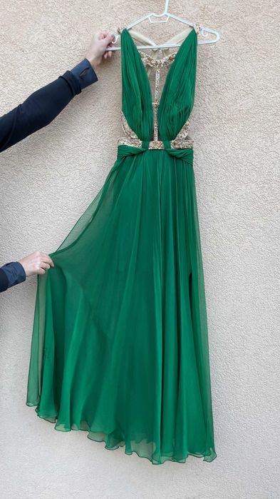 Rochie Verde Lungă Elegantă pentru Bal Boboci/ Preuniversitar/ Banchet
