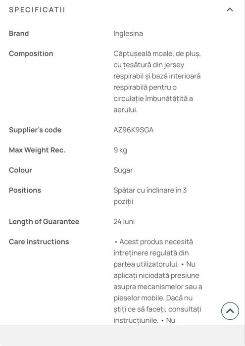 Scaun/balansoar bebelus Inglesina Lounge ca nou
