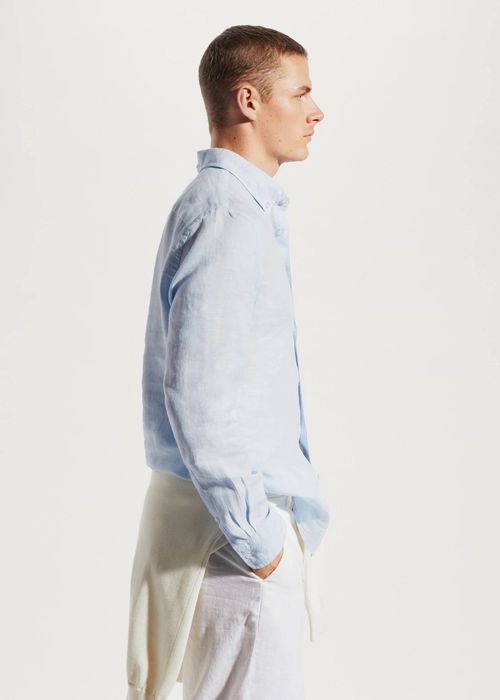 MANGO. 100% лён. Голубая рубашка
