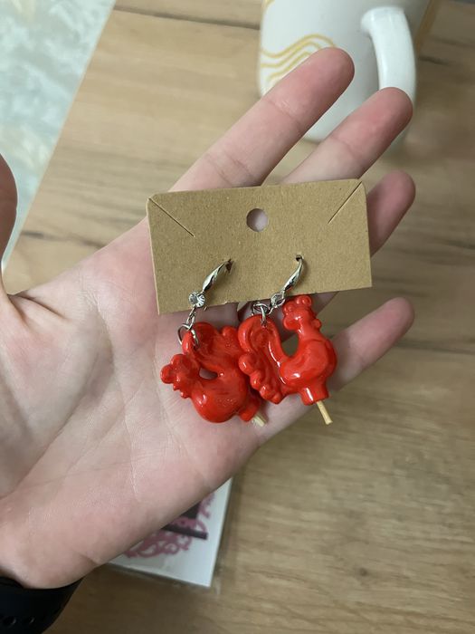 Серьги петушки новые