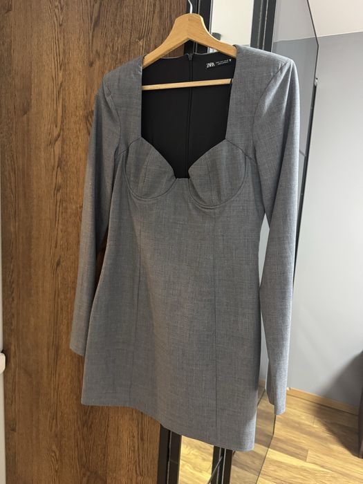 Рокля ZARA, цвят-сив, размер S