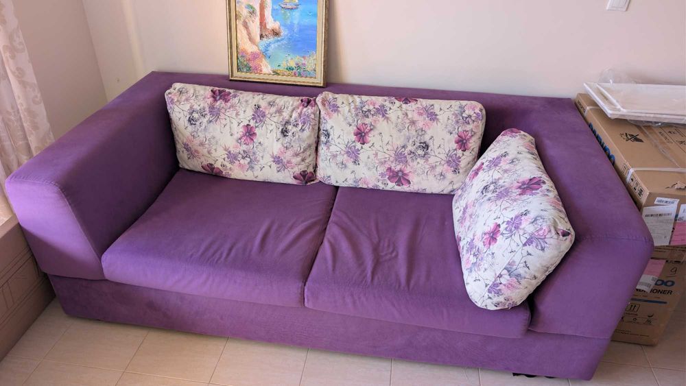 Лилав Двоен Разтегателен Диван