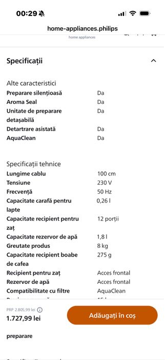 Aparat de cafea  philips