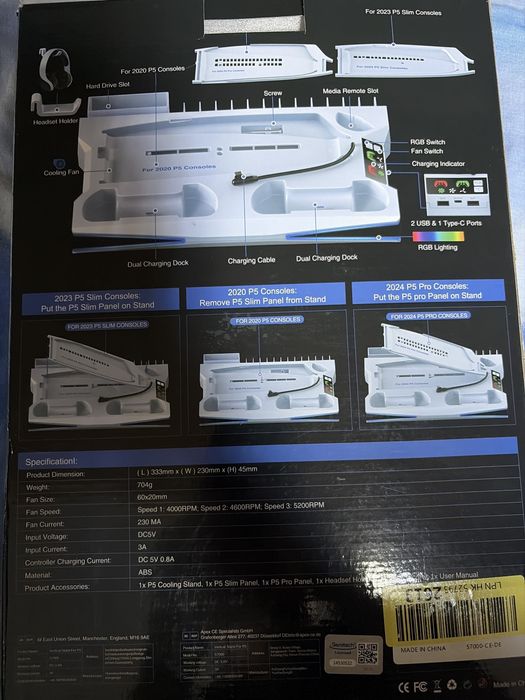 PS5/ PS5 Slim/ PS5 Pro  statie racire, incarcare, USB Hub