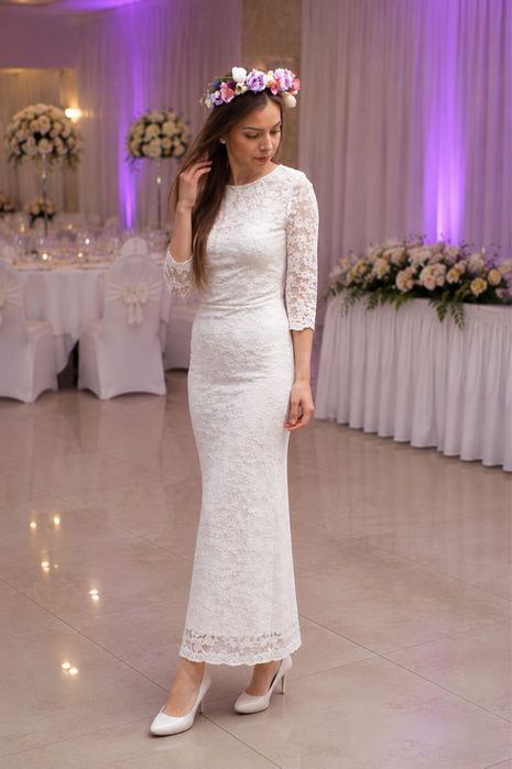 Rochie stare civila/nunta/botez din dantelă brodată