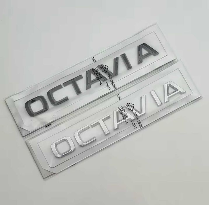 Set embleme haion SKODA OCTAVIA VRS / emblema stema sigla sticker inscriptii Ornamente spate auto skoda