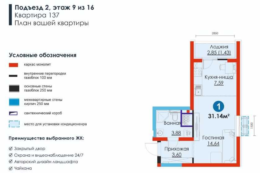 NRG Zamon | 1-комн. 31,14 м² | -12% | Квартира сияет как бриллиант