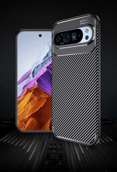 Google Pixel 9 / 9 Pro / 9A / 9 Pro XL -Удароустойчив Кейс Гръб CARBON