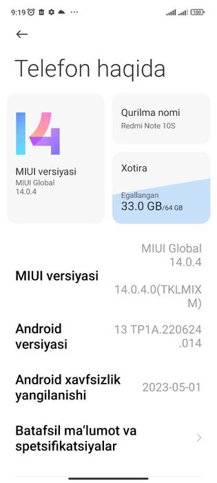 Redmi note 10s 6+3/64GB