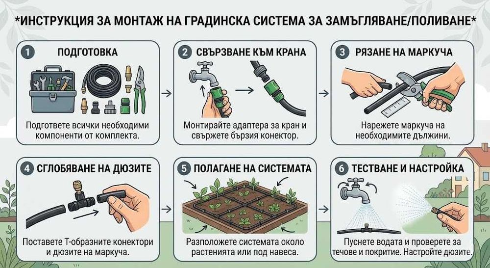 Комплект за охлаждане на тераси и градини с месингови дюзи - 25 метра