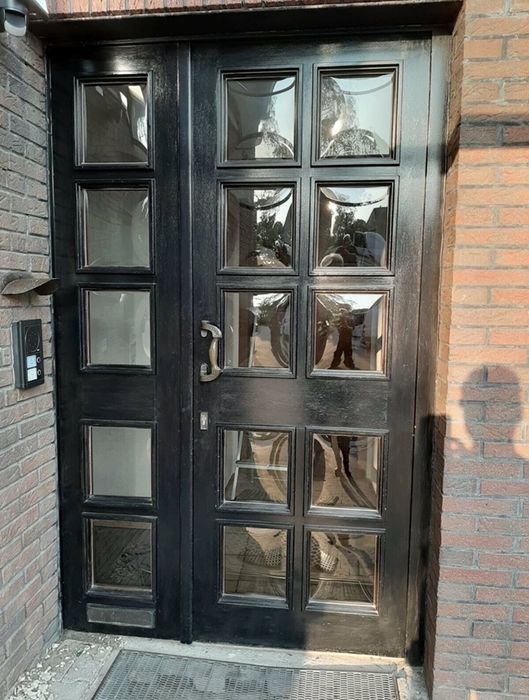 Usa casa vila intrare dubla lemn geam termopan bombat H 233 x L 152