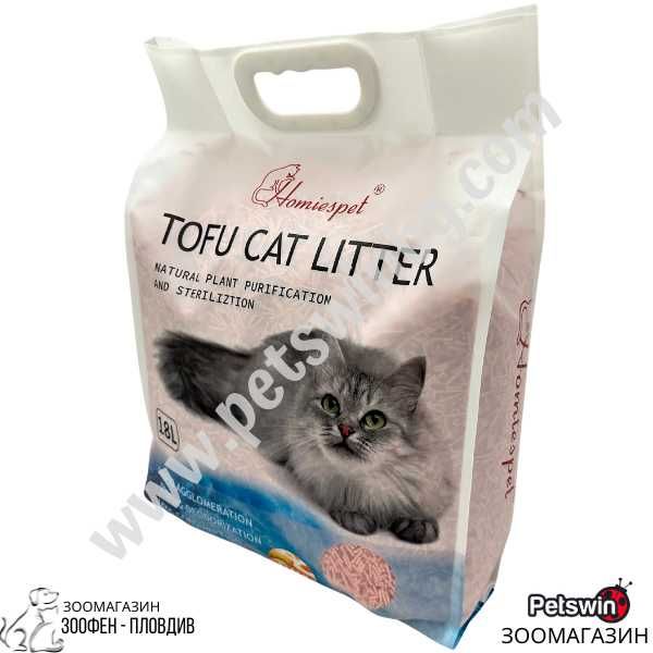 Соева Котешка Тоалетна/Постелка- 18L- Аромат Праскова- Tofu- Homiespet