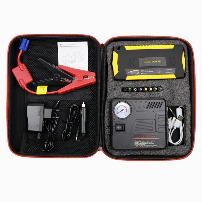 Комплект Външна батерия Стартерно устройство + Компресор за Автомобил