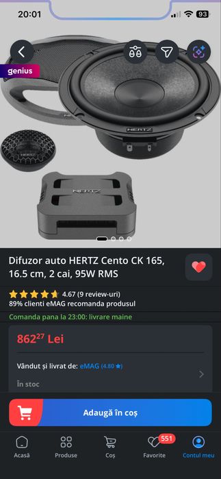 Difuzoare hertz cento ck 165-16.5cm , 95W rms
