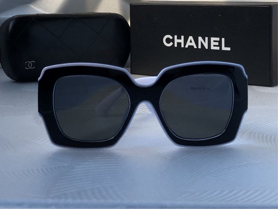 Дамски слънчеви очила елипса овални черно и бяло