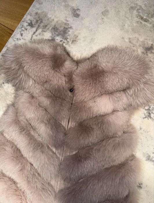 Vesta blana naturala vulpe nude, marime M(se potriv la S)