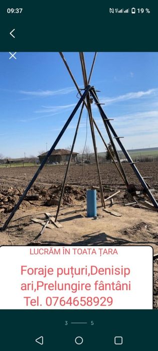 Foraje puțuri de apă,Denisipări,Prelungire fântâni,piloni
