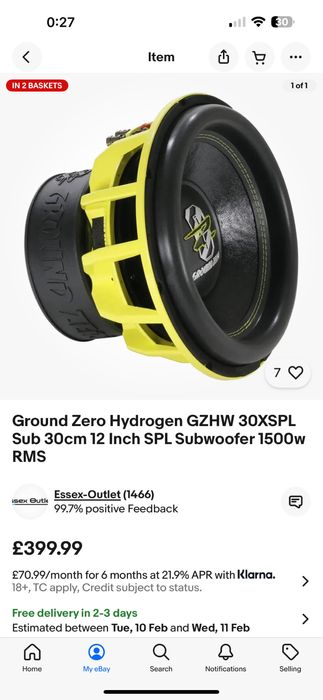 Ground zero 1500w rms 12”