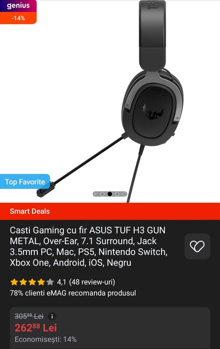 Căști Gaming Asus Tuf H3