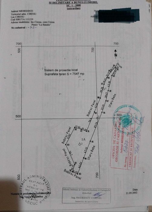 Vand teren comuna Ciresu jud. Mehedinți