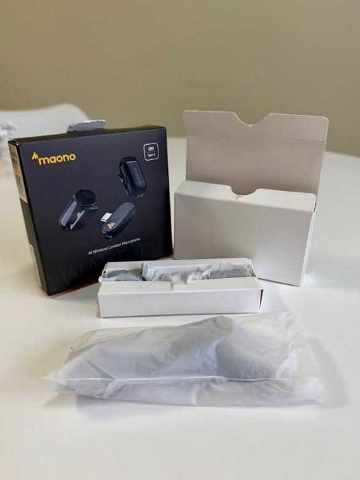 Безжичен микрофон с AI шумопотискане - USB-C порт, чисто нов