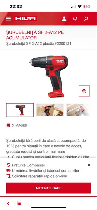 Filetanta Hilti SF2 -A12 cu ac. de 5 ah-Noua