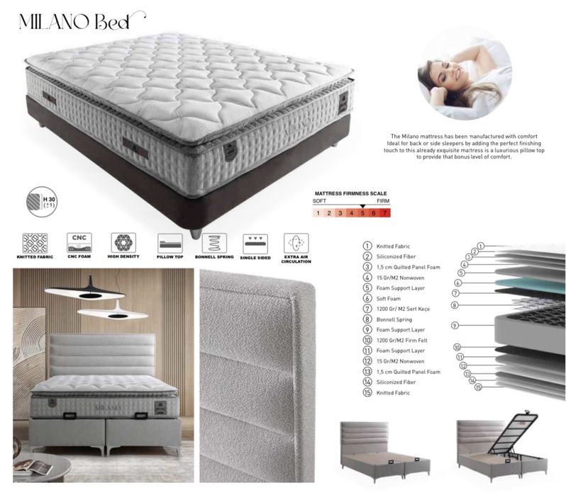 Тапицирана спалня Milano Bed - London 030 Silver
