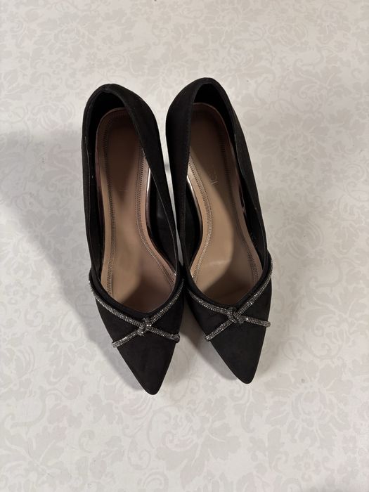 Туфли блестящие и замшевые