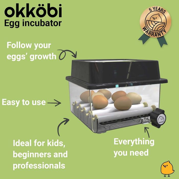 Чисто нов инкубатор за 12 яйца OKKÖBI с автоматично обръщане на яйцата