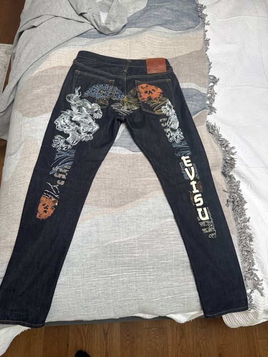 Blugi Evisu Albastru Inchis