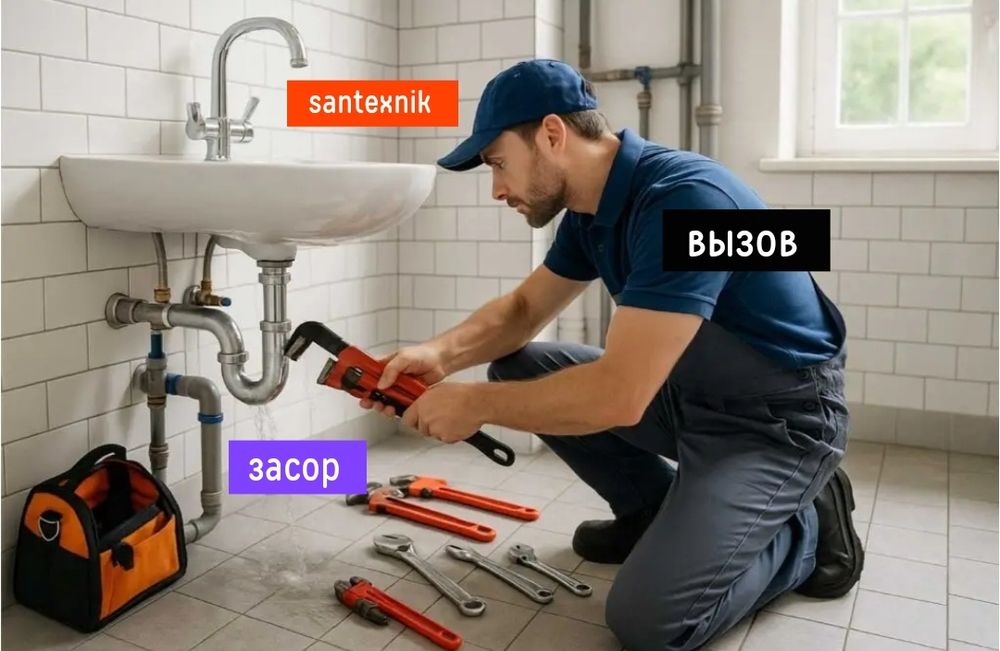 Сантехник. Засор. Чистка труб конализации от засора. Устранение засора