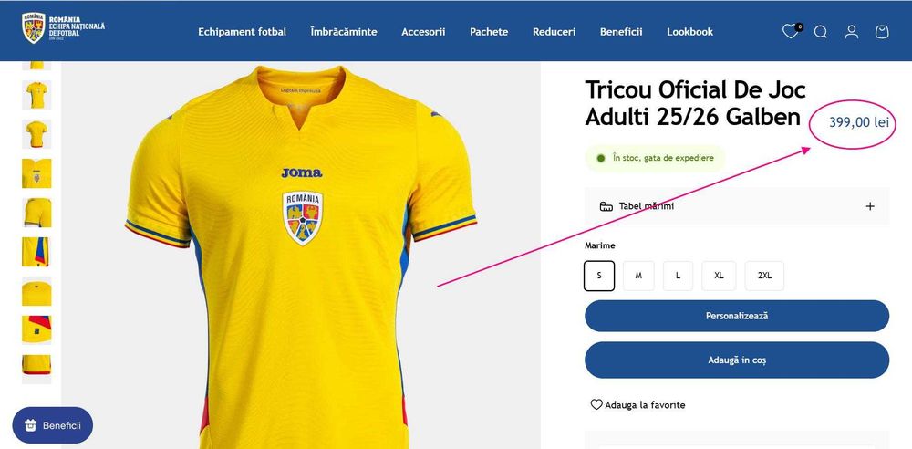 Tricou JOMA, Nationala de Fotbal a Romaniei 2025/2026,(Super Ofertă).