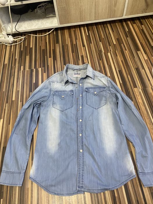 Camasa Denim Jeans Blugi Back Number Union Made USA