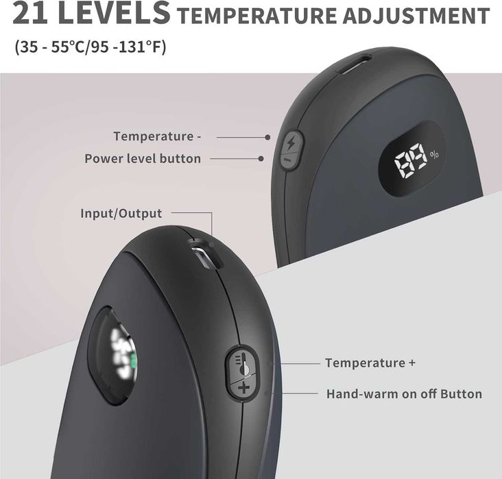 Комплект 2 броя електрически джобни грейки UNIGEAR 5200mAh с дисплей