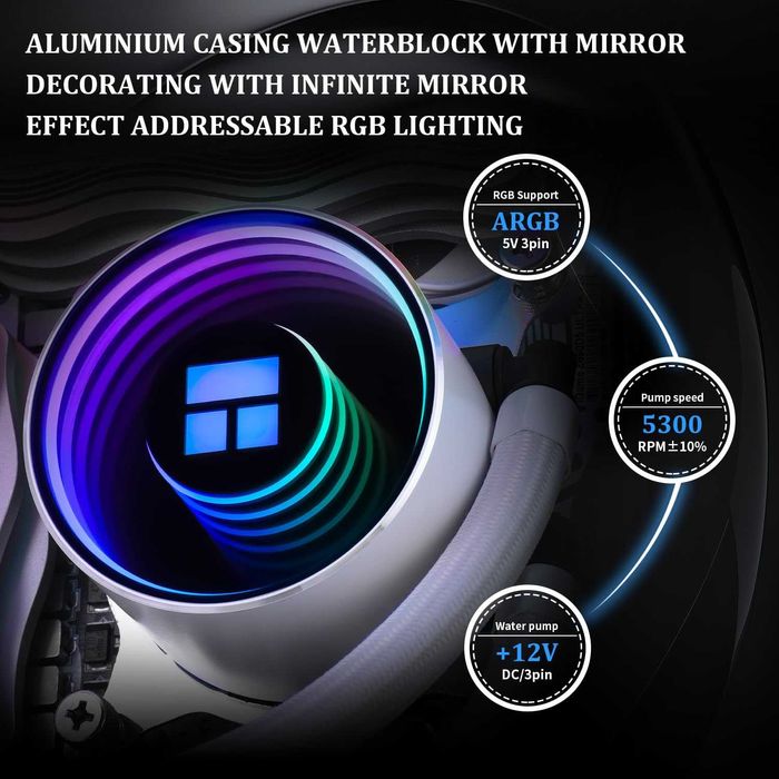 Cooler CPU Lichid AIO Thermalrlght Frozen Notte 240 Alb/Negru ARGB V2 Răcire Apă,Ventilatoare Duble PWM,Intel LGA 1700/1150/1151/1200/2011,AMD/AM4 AM5
