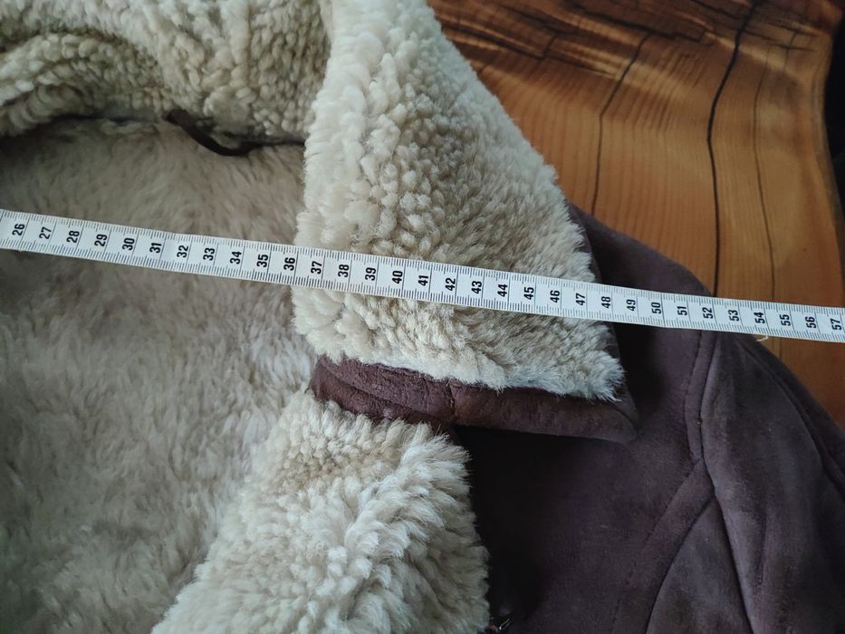Мъжко кожено палто/яке/кожух Shearling/Винтидж естествена агнешка кожа   пилотско размер 52/54/XL/2Х