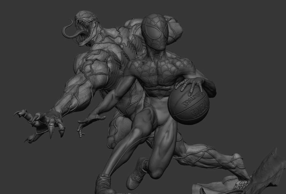 Figurina 3D din Rășină - Spiderman vs Venom - Detalii Uluitoare