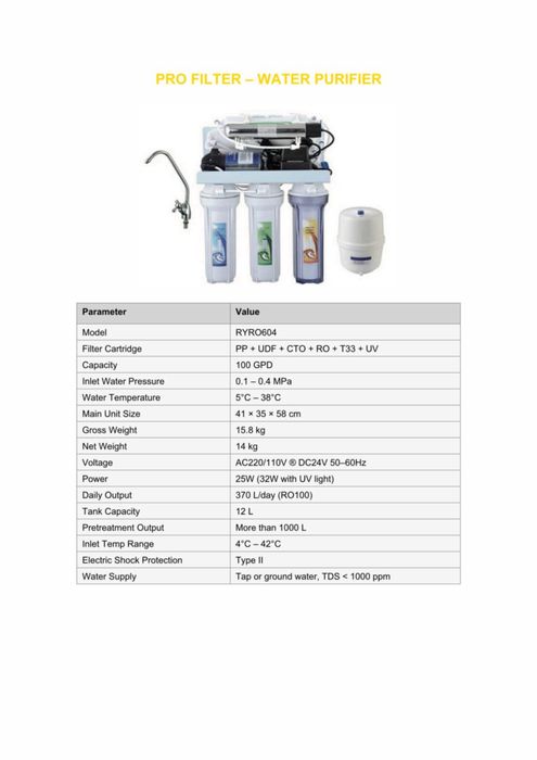 Ro system Pro filter